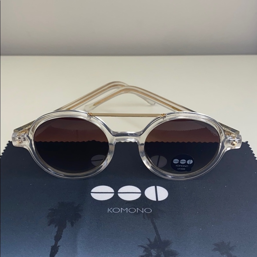 Komono Sunglasses NEW Vivien Clear round frame gold - Picture 9 of 16
